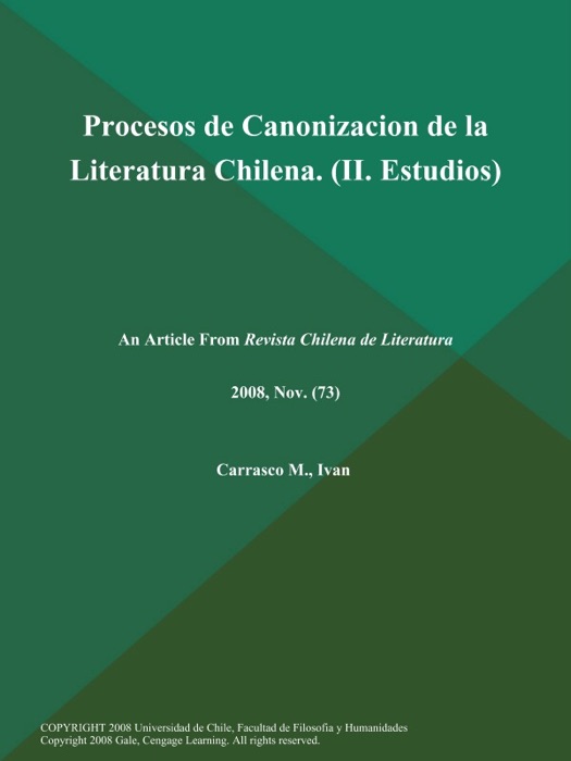 Procesos de Canonizacion de la Literatura Chilena (II. Estudios)
