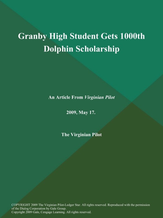 Granby High Student Gets 1000th Dolphin Scholarship