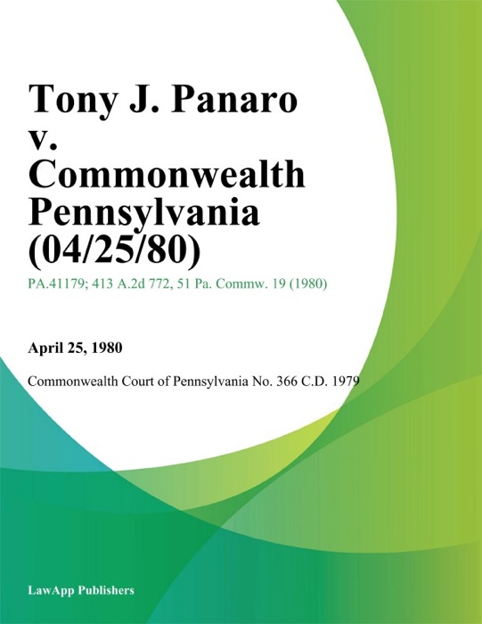 Tony J. Panaro v. Commonwealth Pennsylvania