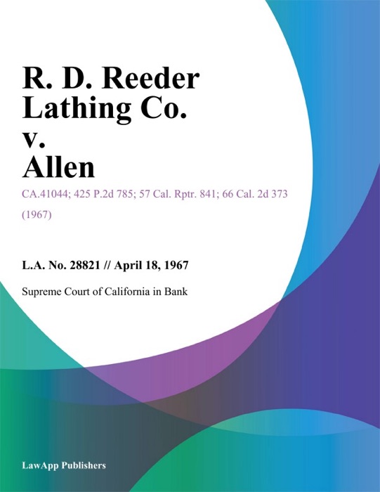 R. D. Reeder Lathing Co. V. Allen