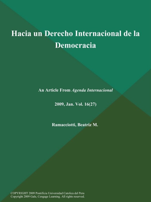 Hacia un Derecho Internacional de la Democracia