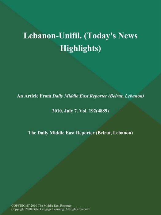 Lebanon-Unifil. (Today's News Highlights)