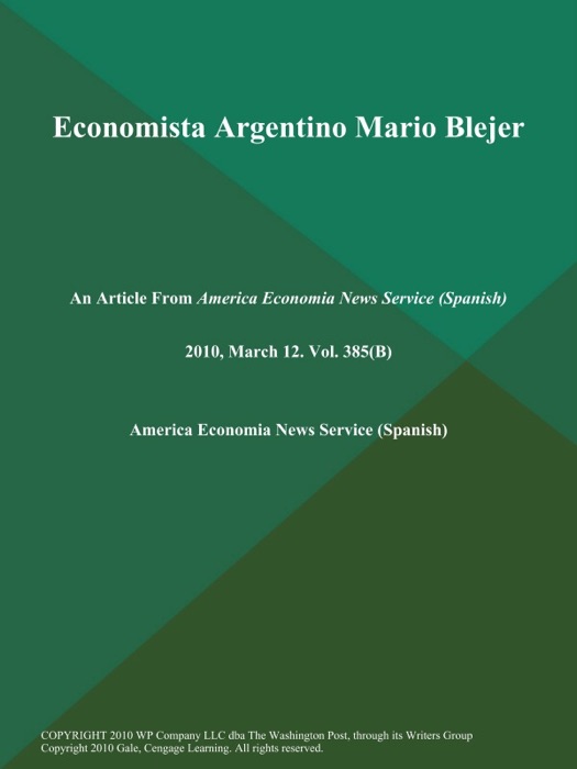 Economista Argentino Mario Blejer