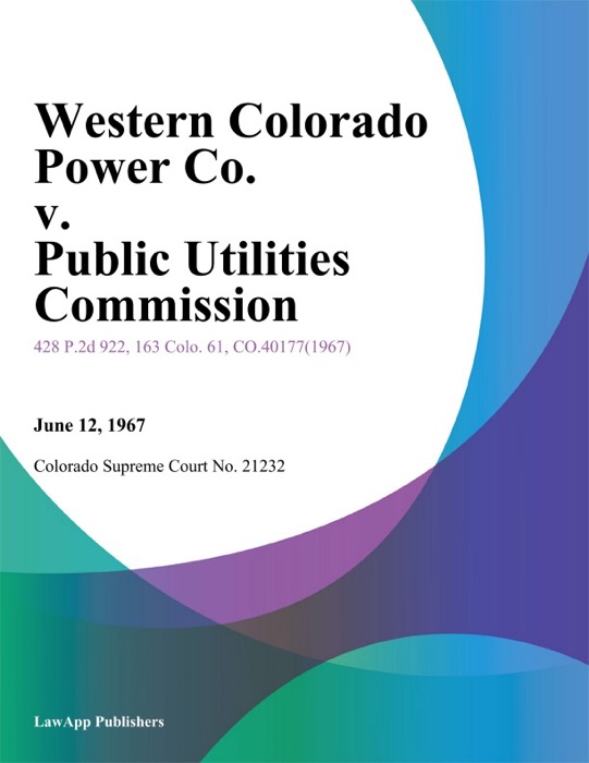 Western Colorado Power Co. v. Public Utilities Commission