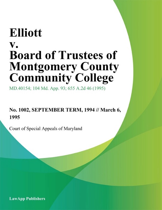 Elliott v. Board of Trustees of Montgomery County Community College