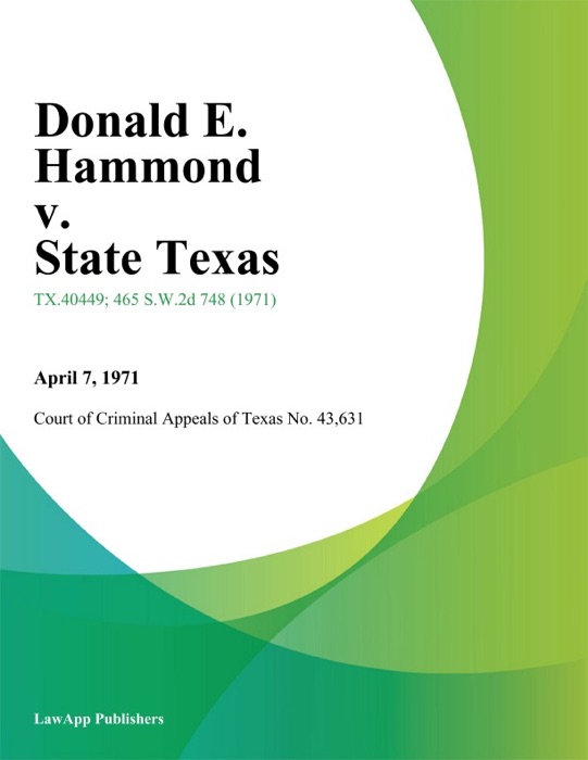 Donald E. Hammond v. State Texas