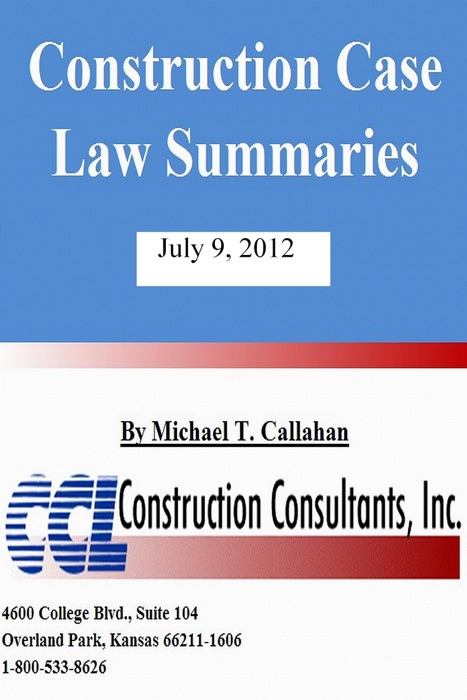 Construction Case Law Summaries: July 9, 2012