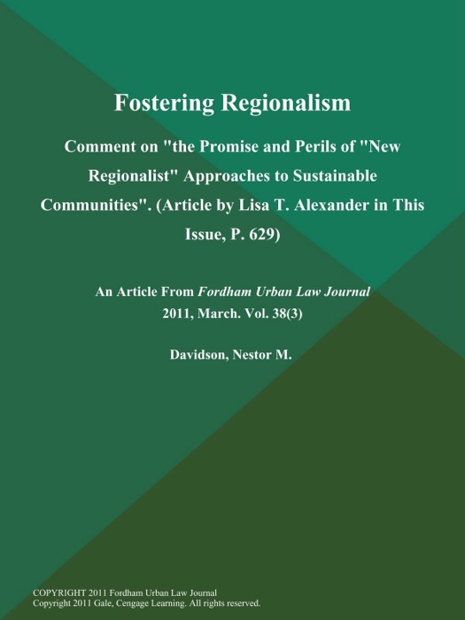 Fostering Regionalism: Comment on 