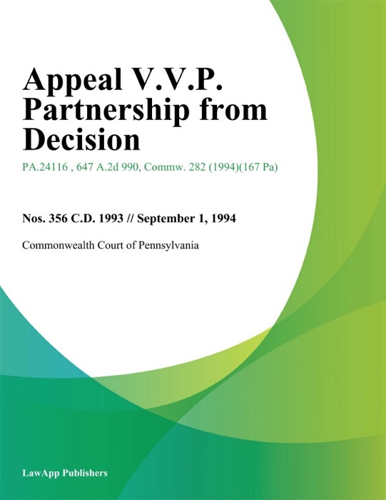 Appeal V.V.P. Partnership from Decision