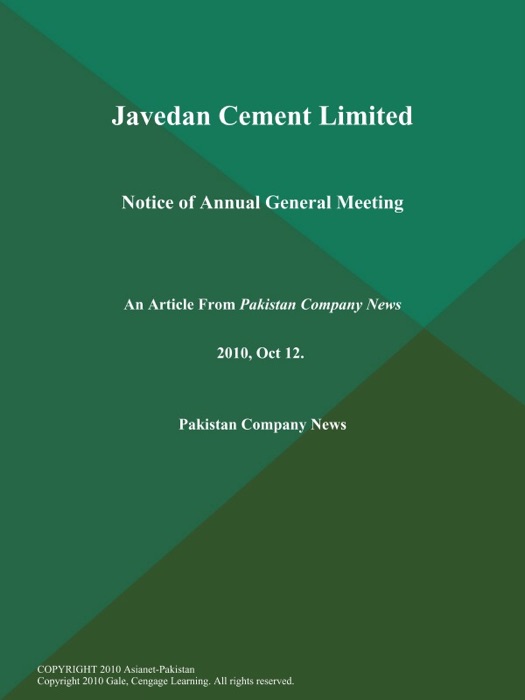 Javedan Cement Limited: Notice of Annual General Meeting