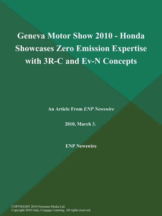 Geneva Motor Show 2010 - Honda Showcases Zero Emission Expertise with 3R-C and Ev-N Concepts