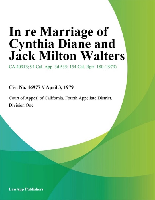 In Re Marriage of Cynthia Diane and Jack Milton Walters