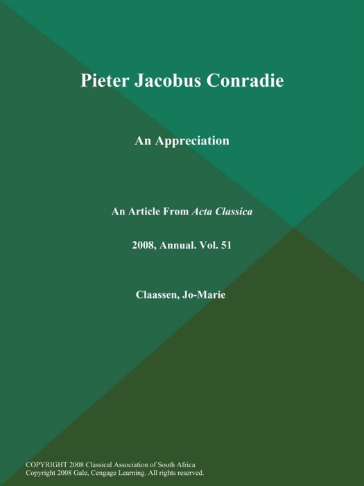 Pieter Jacobus Conradie: An Appreciation