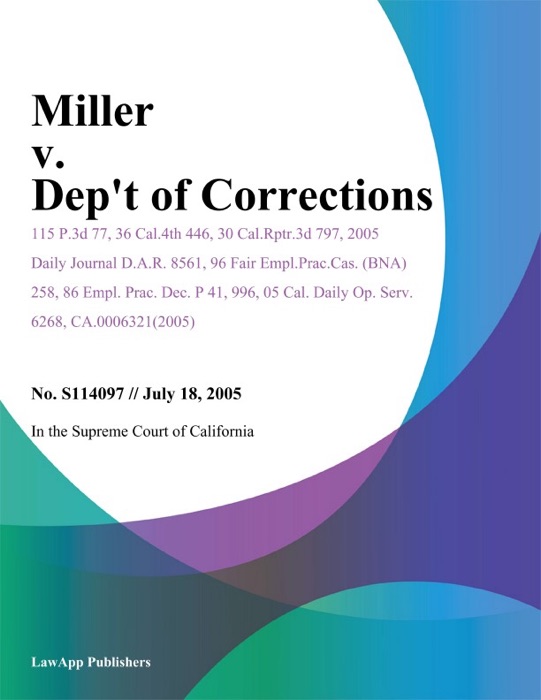Miller v. Dept of Corrections