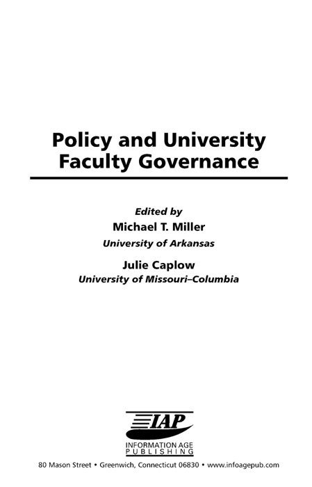 Policy and University Faculty Governance