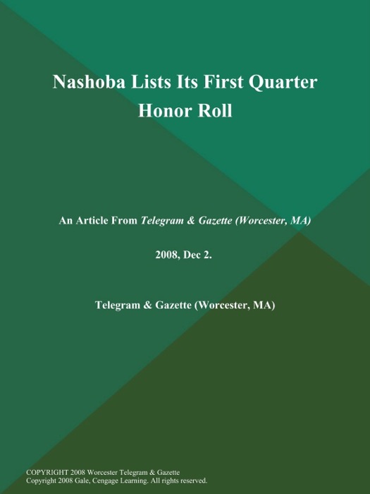 Nashoba Lists Its First Quarter Honor Roll