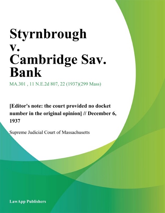 Styrnbrough v. Cambridge Sav. Bank