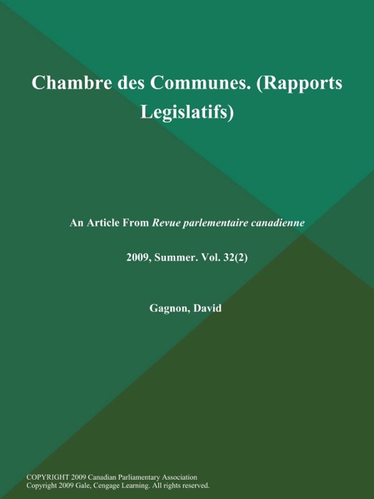 Chambre des Communes (Rapports Legislatifs)