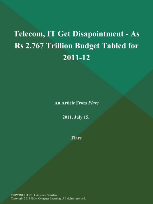 Telecom, IT Get Disapointment - As Rs 2.767 Trillion Budget Tabled for 2011-12