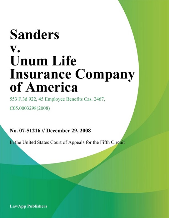 Sanders v. Unum Life Insurance Company of America