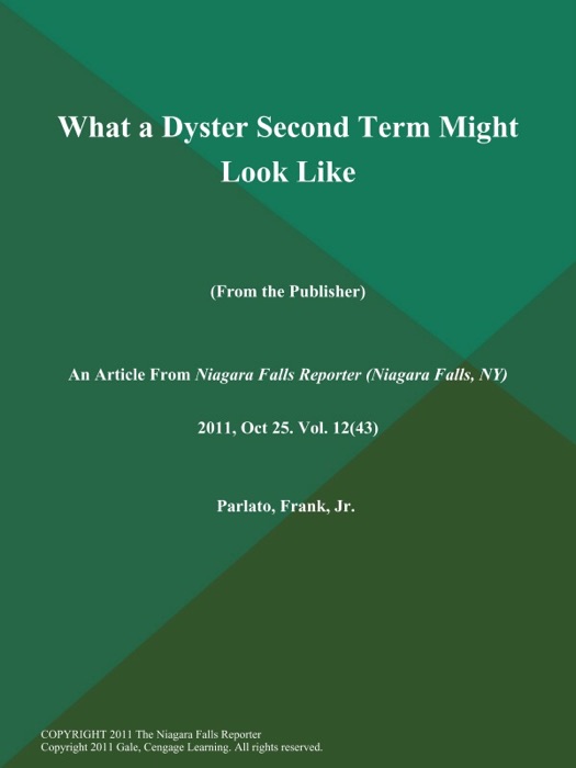 What a Dyster Second Term Might Look Like (From the Publisher)