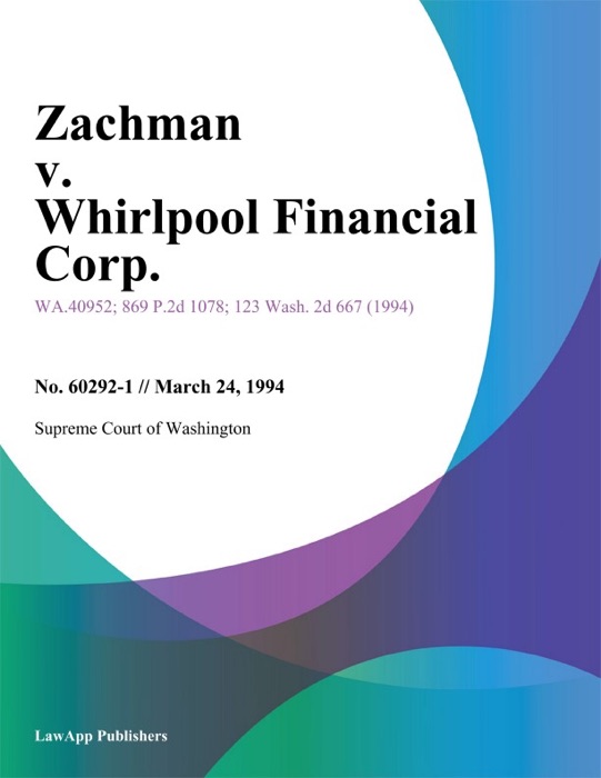 Zachman V. Whirlpool Financial Corp.