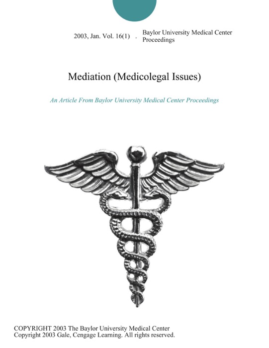 Mediation (Medicolegal Issues)