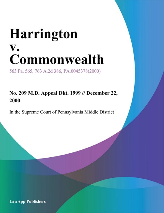 Harrington V. Commonwealth