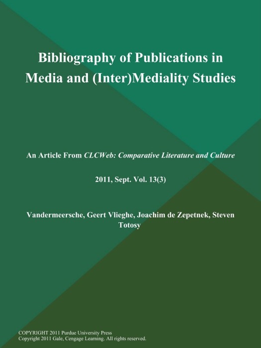 Bibliography of Publications in Media and (Inter)Mediality Studies