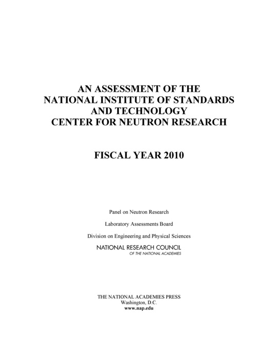 An Assessment of the National Institute of Standards and Technology Center for Neutron Research