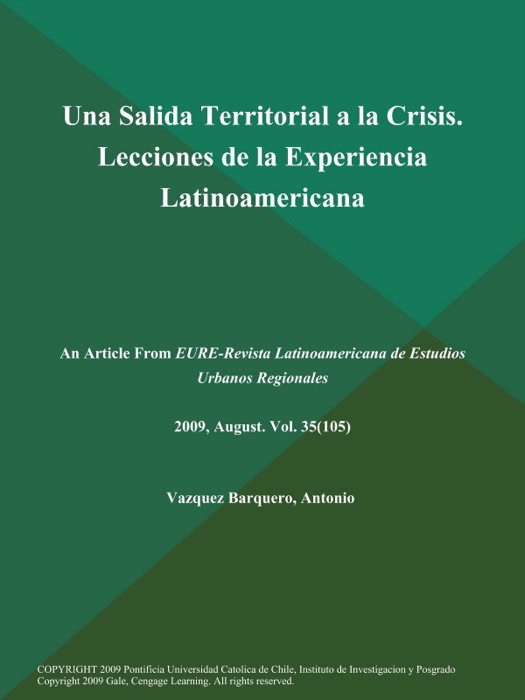 Una Salida Territorial a la Crisis. Lecciones de la Experiencia Latinoamericana