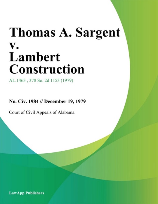 Thomas A. Sargent v. Lambert Construction