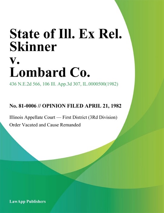State of Ill. Ex Rel. Skinner v. Lombard Co.