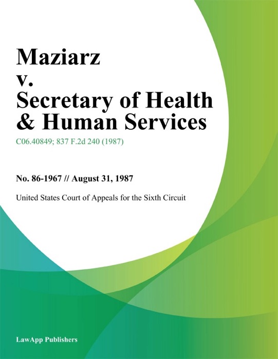 Maziarz V. Secretary Of Health & Human Services