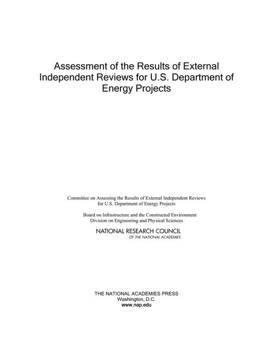 Assessment of the Results of External Independent Reviews for U.S. Department of Energy Projects