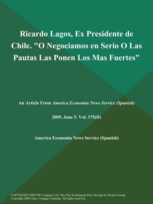 Ricardo Lagos, Ex Presidente de Chile. 