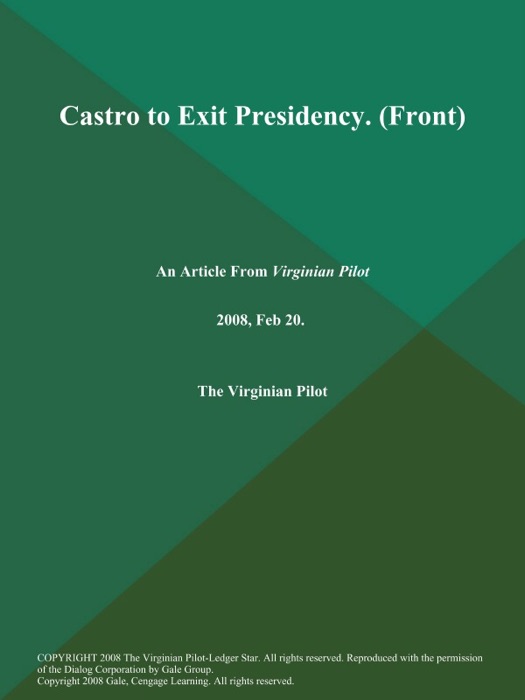 Castro to Exit Presidency (Front)