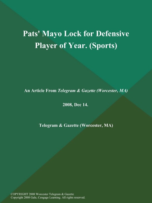 Pats' Mayo Lock for Defensive Player of Year (Sports)