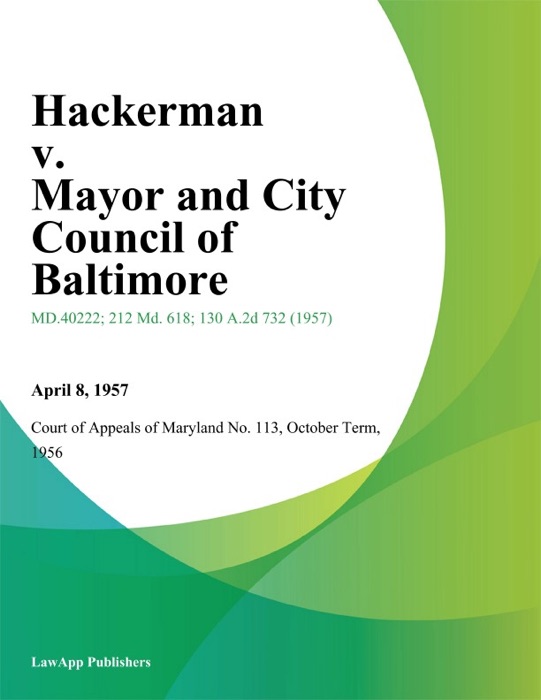 Hackerman V. Mayor And City Council Of Baltimore