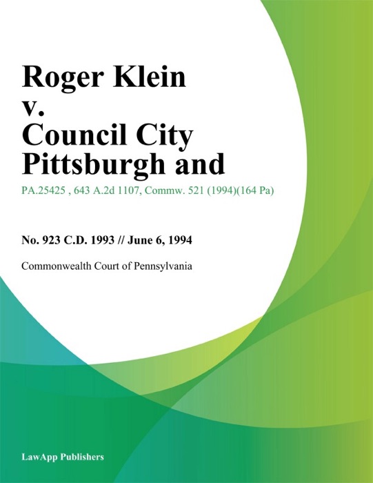 Roger Klein v. Council City Pittsburgh and