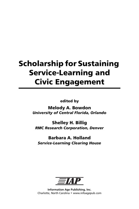 Scholarship for Sustaining Service-Learning and Civic Engagement