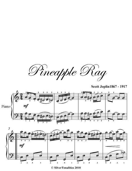 Pineapple Rag Easy Piano Sheet Music