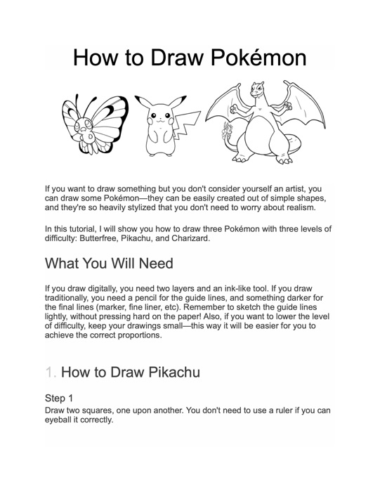 How to Draw Pokémon - Pikachu : Easy step by step Drawing