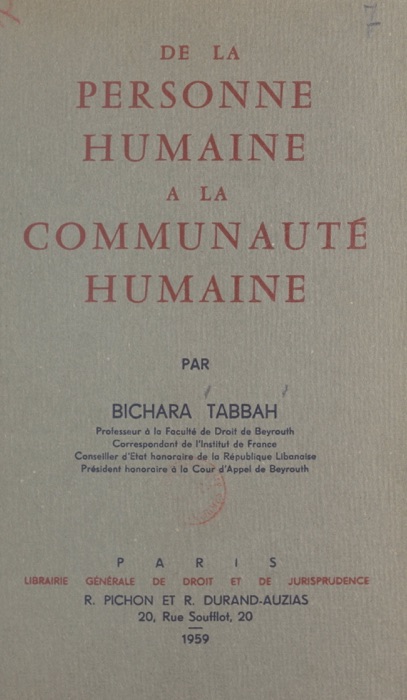 De la personne humaine à la communauté humaine