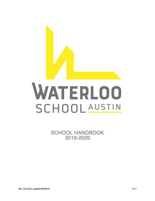 Waterloo School Handbook 2019-2020