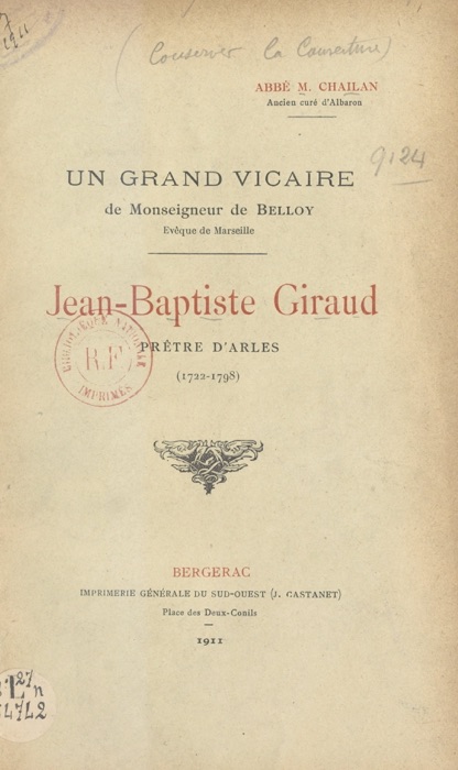 Jean-Baptiste Giraud, prêtre d'Arles, 1722-1798