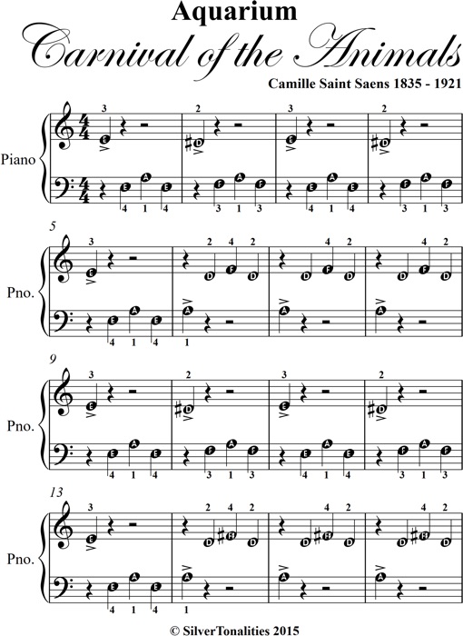 Beginner Piano Arrangement from the Carnival of the Animals