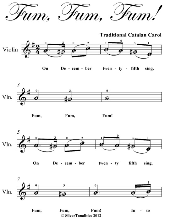 Fum Fum Fum Easy Violin Sheet Music