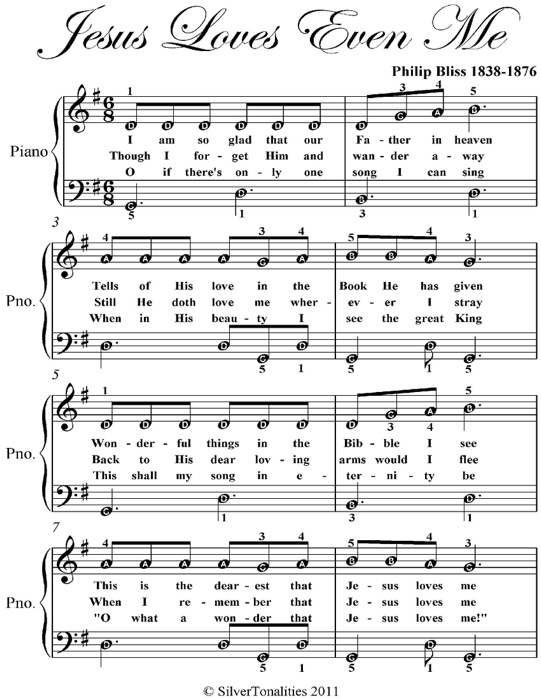 Jesus Loves Even Me Easy Piano Sheet Music