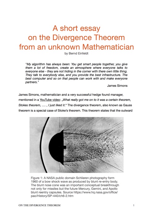 A short Essay on the Divergence Theorem